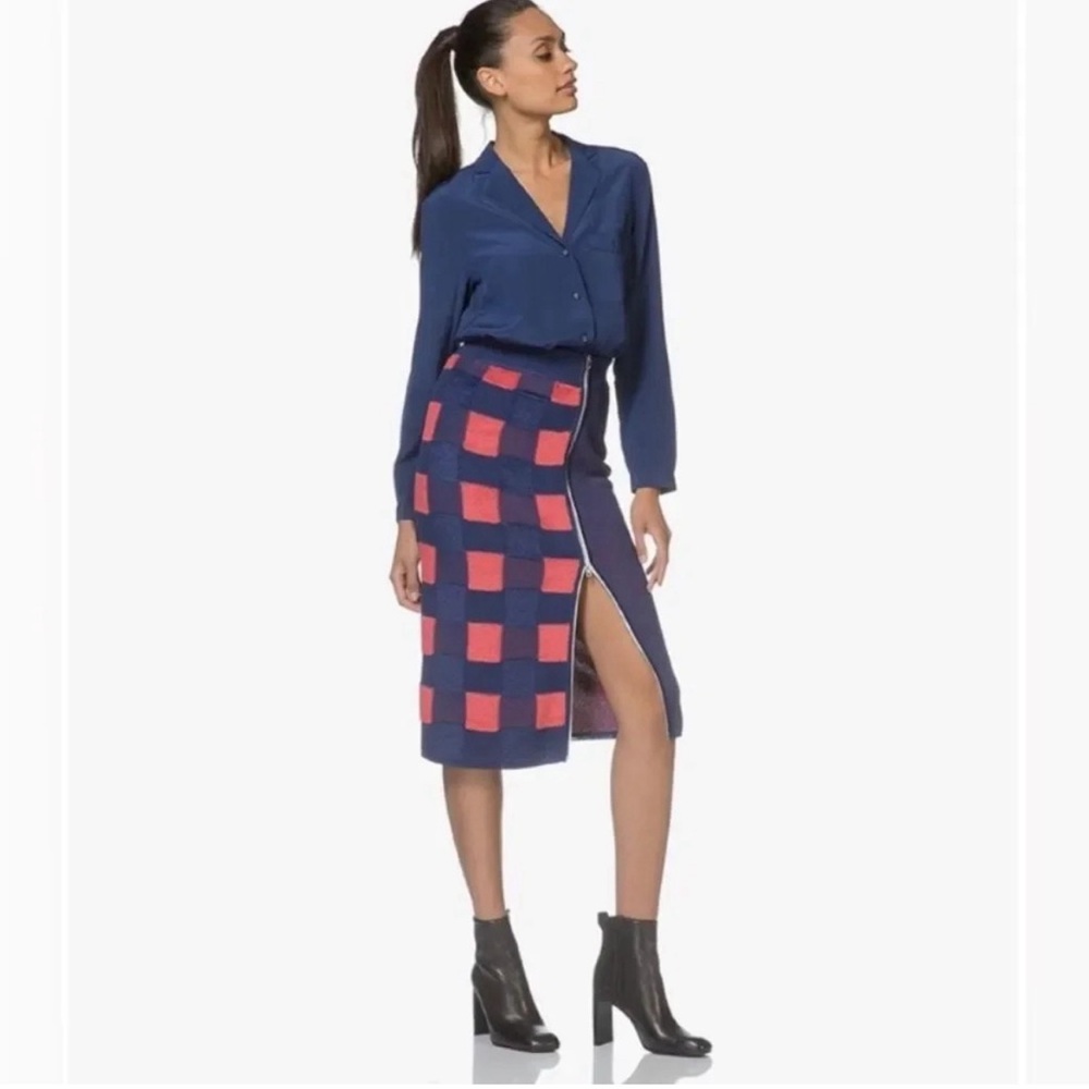 rag & bone Ridley Blue/Pink Checkered Skirt.